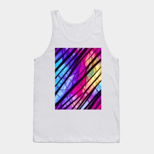 Jagged lines on a Icy Bright Multicolor Broken Glass - Stained Glass Design Tank Top